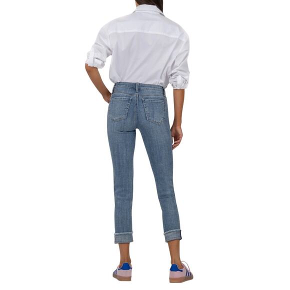 Kut From The Kloth Amy Mid Rise Cropped Straight Leg Jeans Blue Denim | Size 12 - Picture 2 of 13